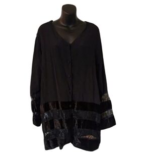 MSAS Black Button Up Top Size M NWT
